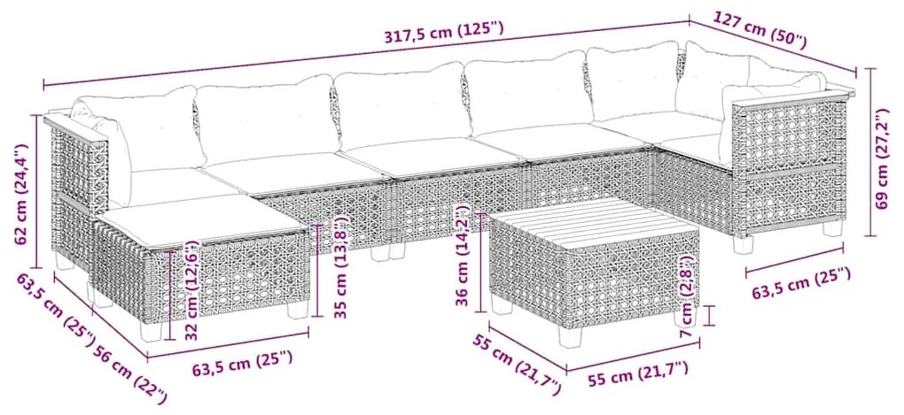 ΣΑΛΟΝΙ ΚΗΠΟΥ ΣΕΤ 8 ΤΕΜ. ΜΠΕΖ ΣΥΝΘΕΤΙΚΟ ΡΑΤΑΝ ΜΕ ΜΑΞΙΛΑΡΙΑ 3261934