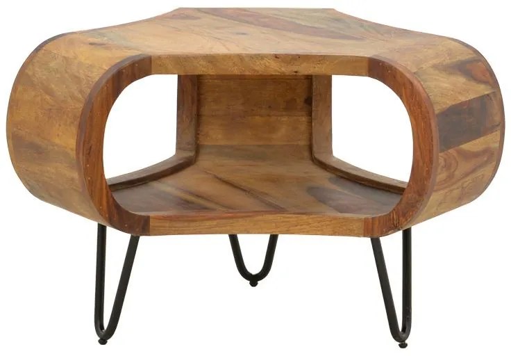 Τραπεζάκι Σαλονιού Merck απο Μασίφ Ξύλο Sheesham σε Καρυδί με Μαύρα Μεταλλικά Πόδια Φ55x38εκ. 55x55x38 εκ.