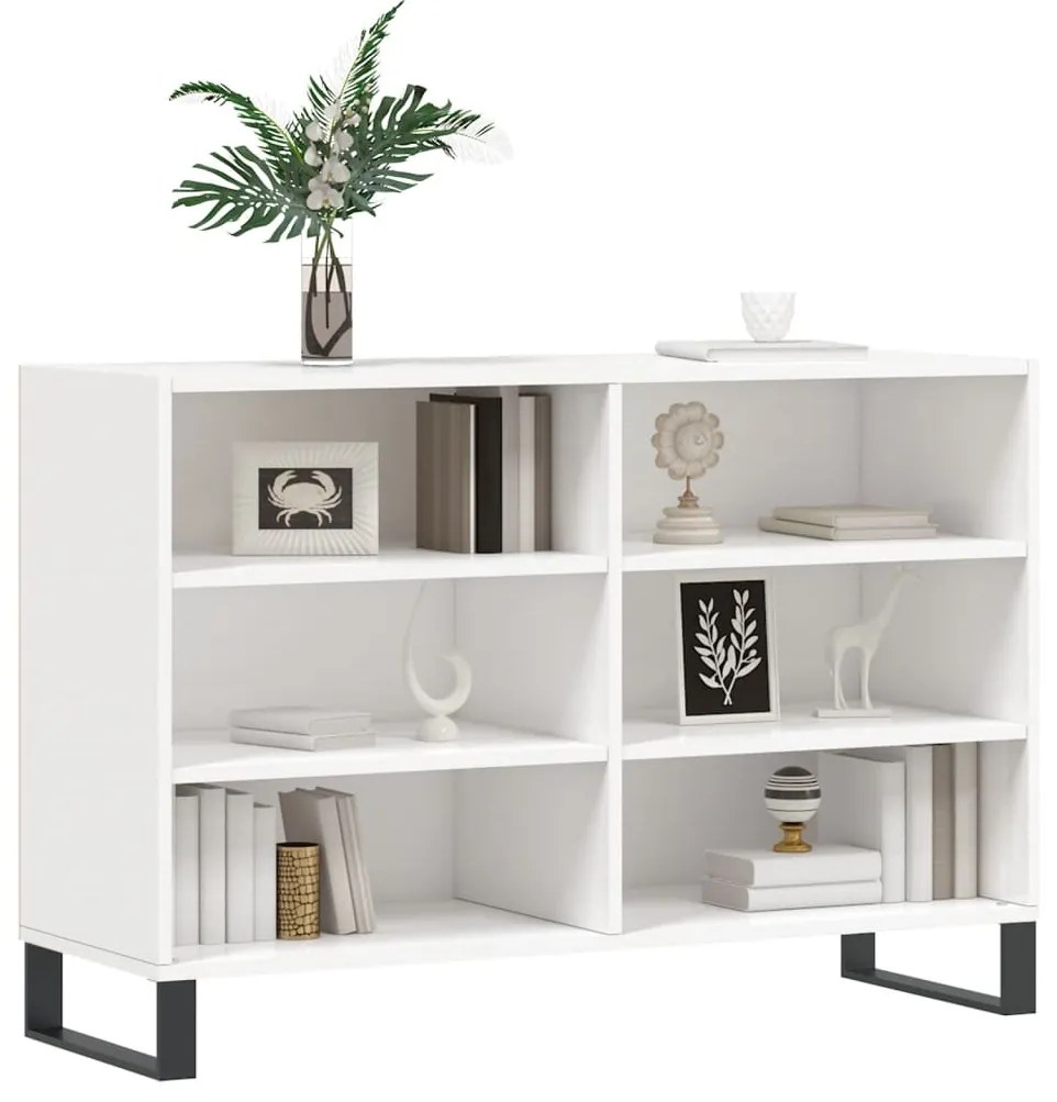 vidaXL Ραφιέρα Γυαλιστερή Λευκή 103,5 x 35 x 70 εκ. από Επεξεργ. Ξύλο