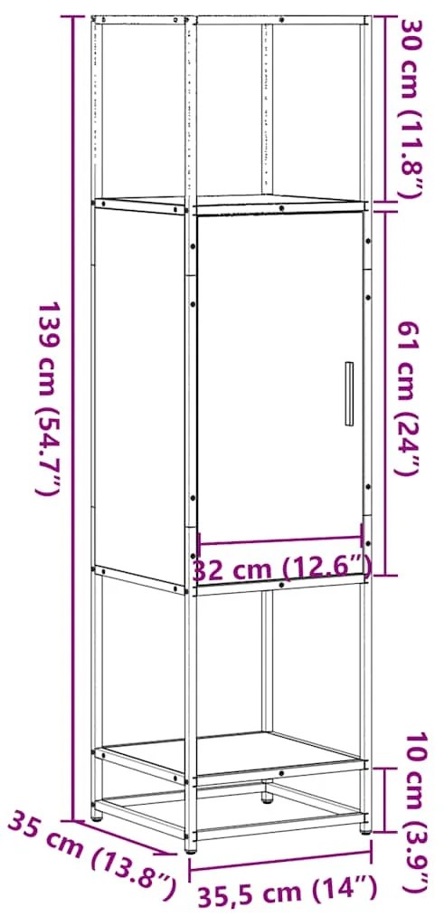 Highboard καφέ δρυς Κατασκευασμένο ξύλο και μέταλλο - καφέ δρυς