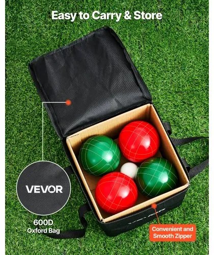 VEVOR Bocce Ball Set Bocce Ball Game Set 107 mm 8 Resin Balls 2 Colors for Beach