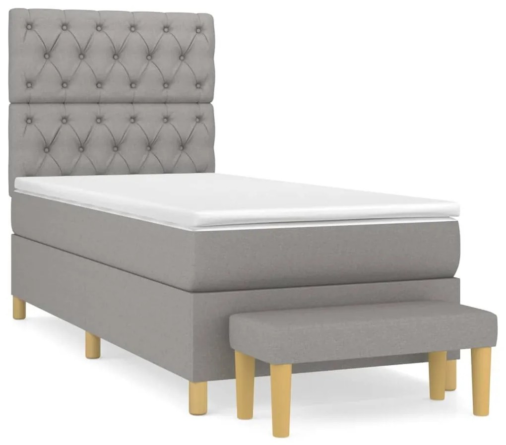 Κρεβάτι Boxspring με Στρώμα Ανοιχτό Γκρι 80x200 εκ. Υφασμάτινο - Γκρι