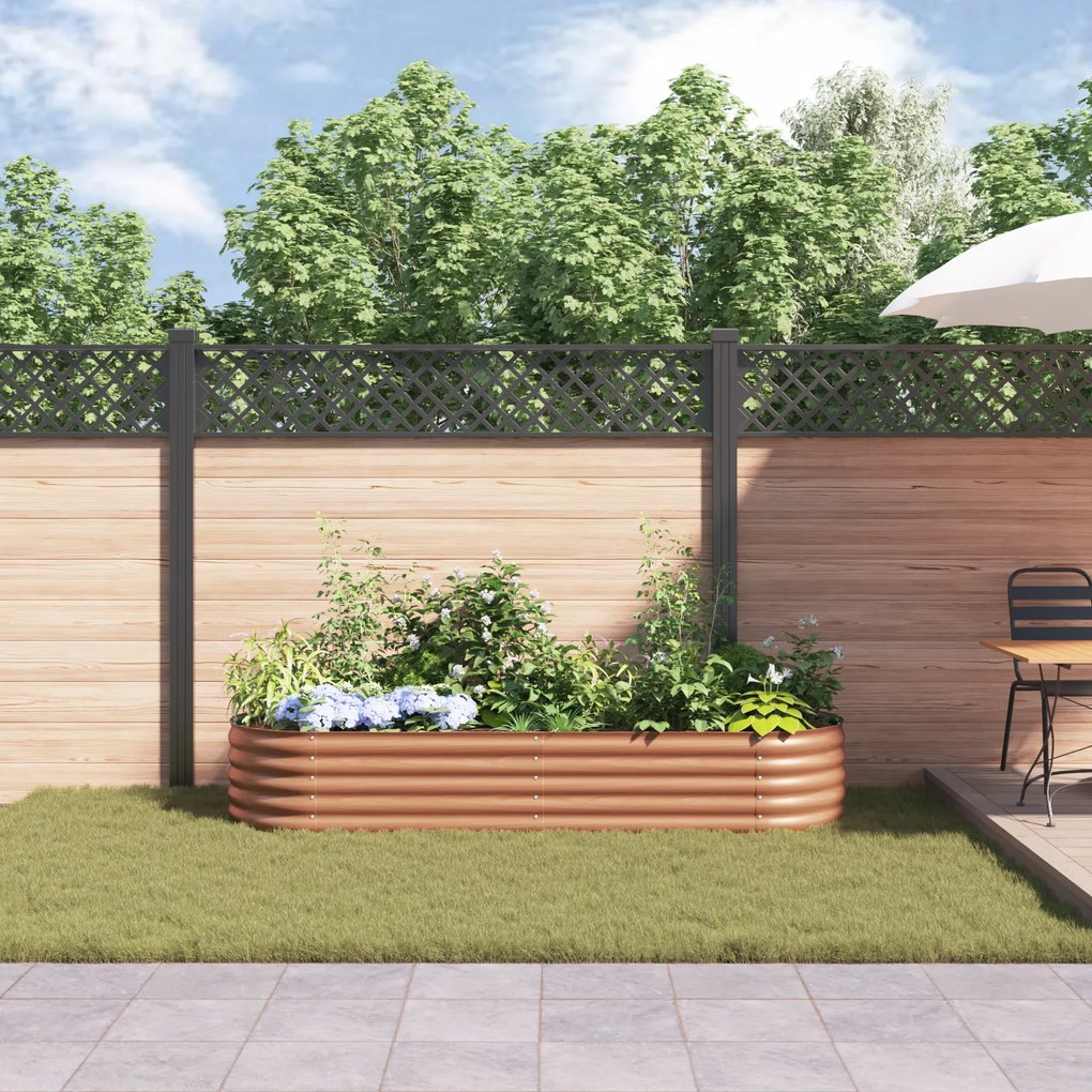 vidaXL Υπερυψωμένη Ζαρντινιέρα Καφέ 240 x 80 x 44 cm Ατσάλι