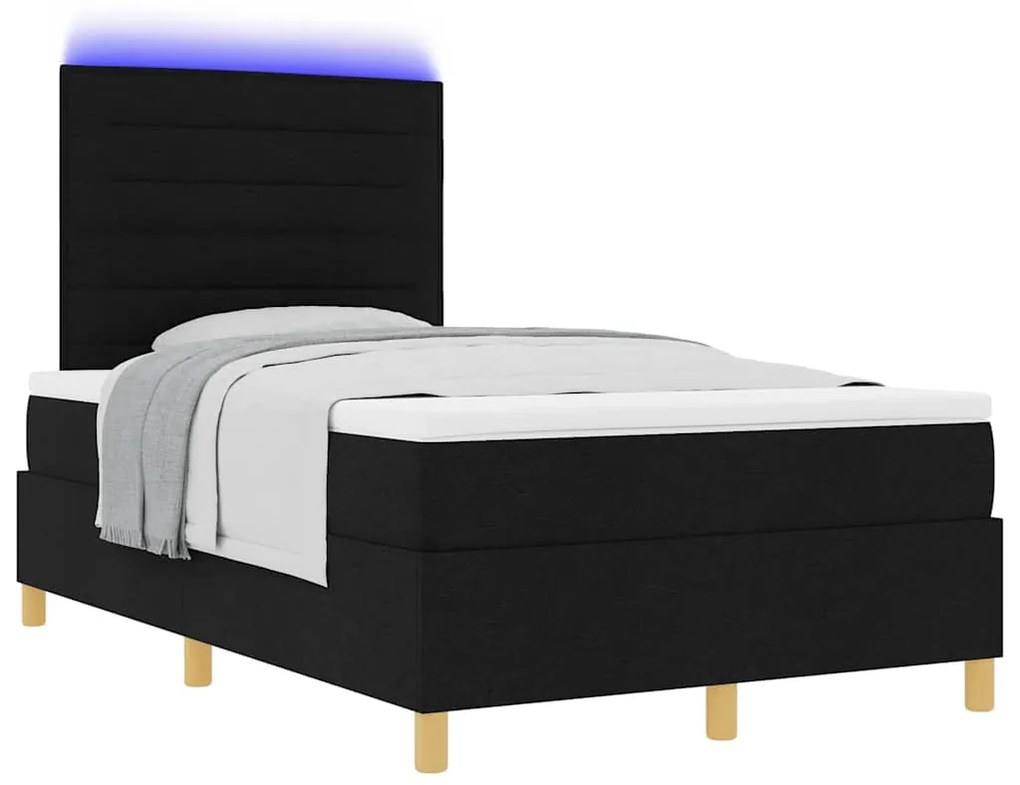vidaXL Κρεβάτι με ελατήρια με στρώμα Μαύρο 120 x 190 cm ύφασμα