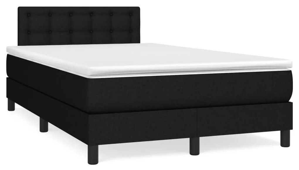 vidaXL Κρεβάτι Boxspring με Στρώμα &amp; LED Μαύρο 120x190 εκ. Υφασμάτινο