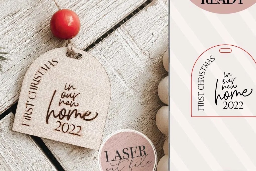 Intra απο ξύλο plywood 3mm-4mm πάχος - Πρώτα Χριστούγεννα στο Σπίτι Μας Στολίδι  Δίασταση 6x6 cm INTRAFABR-72015325