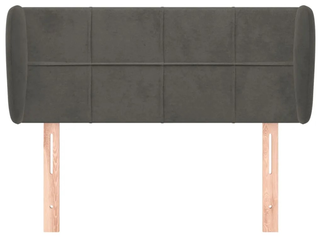 Κεφαλάρι με Πτερύγια Σκούρο Γκρι 93x23x78/88 εκ. Βελούδινο 3117181