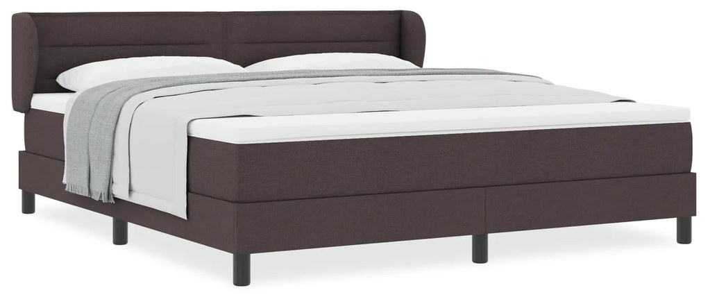 vidaXL Κρεβάτι Box Spring με Στρώμα Σκούρο Καφέ 180x200 εκ. Ύφασμα