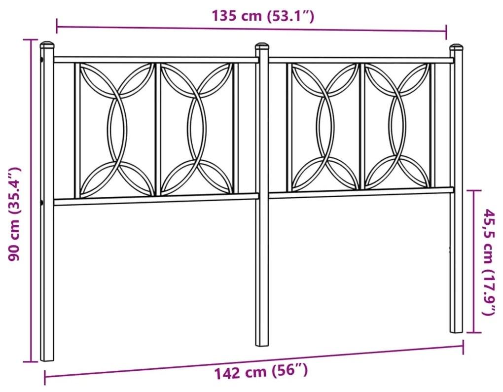 vidaXL Κεφαλάρι Μαύρο 135 εκ. Μεταλλικό
