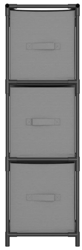vidaXL Ντουλάπι με 3 Υφασμάτινα Συρτάρια Γκρι 34x34x101 εκ. από Ατσάλι