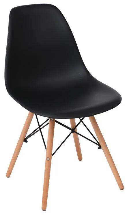ART Wood Kαρέκλα Τραπεζαρίας - Κουζίνας, Πόδια Οξιά, Κάθισμα PP Μαύρο - 1 Step K/D - Pro  46x53x81cm [-Φυσικό/Μαύρο-] [-Ξύλο/PP - PC - ABS-] ΕΜ123,2P