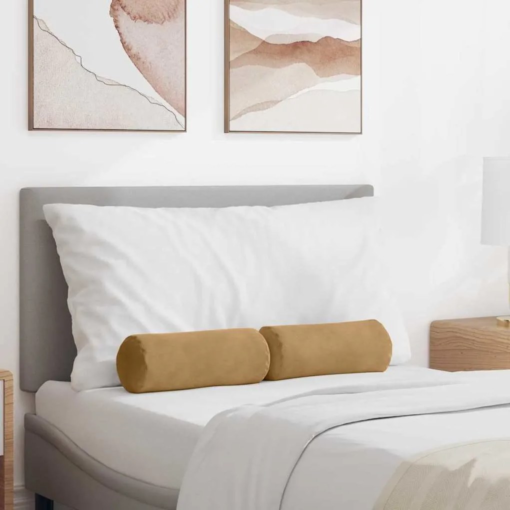 vidaXL Μαξιλάρια Στήριγμα 2 pcs Καφέ Ø 15 x 40 εκ Υφασμάτινο Κορντουρά