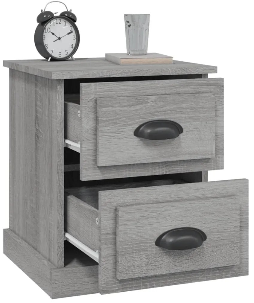 vidaXL Κομοδίνα 2 τεμ. Γκρι Sonoma 39x39x47,5 εκ. Επεξεργασμένο Ξύλο