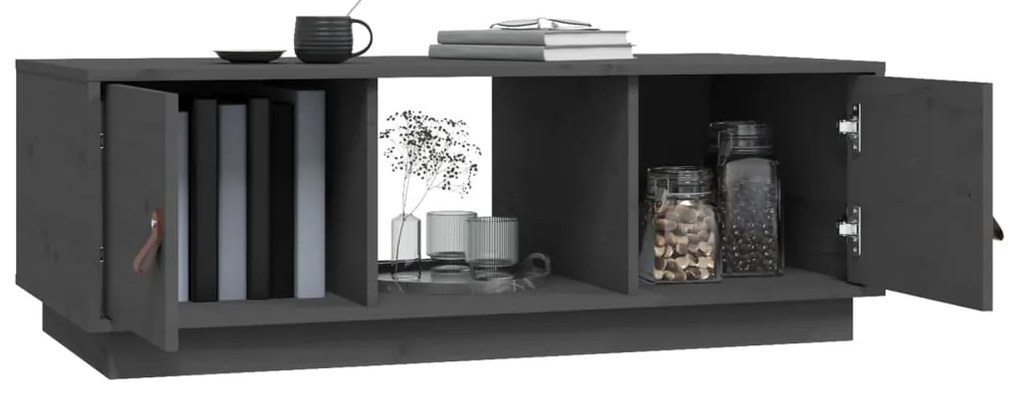 vidaXL Τραπεζάκι Σαλονιού Γκρι 100x50x35 εκ. από Μασίφ Ξύλο Πεύκου