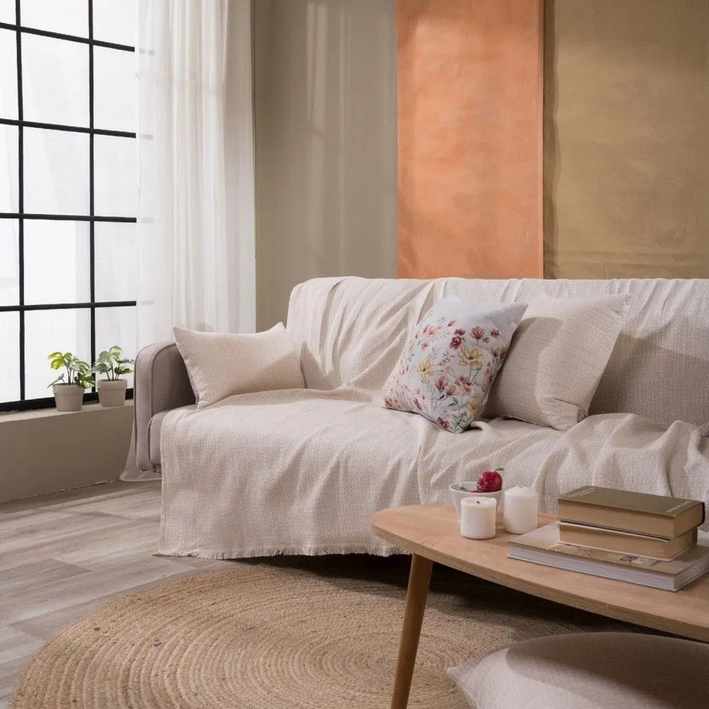 Ριχτάρι Belluno 01 Ecru Teoran Διθέσιο 180x250cm Βαμβάκι-Πολυέστερ