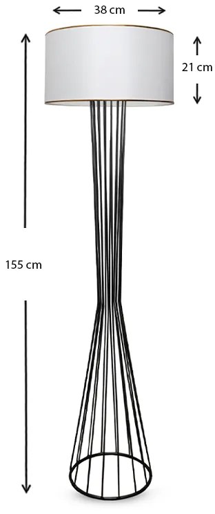 Φωτιστικό δαπέδου Faraday Megapap μέταλλο/ύφασμα χρώμα μαύρο/λευκό 38x21x155εκ. - Ύφασμα - GP029-0004,2