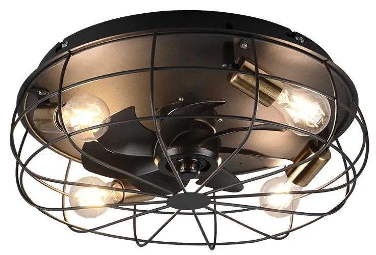 Ανεμιστήρας Οροφής RL Lighting Trondheim R61095032 Μαύρο Ματ με Φως