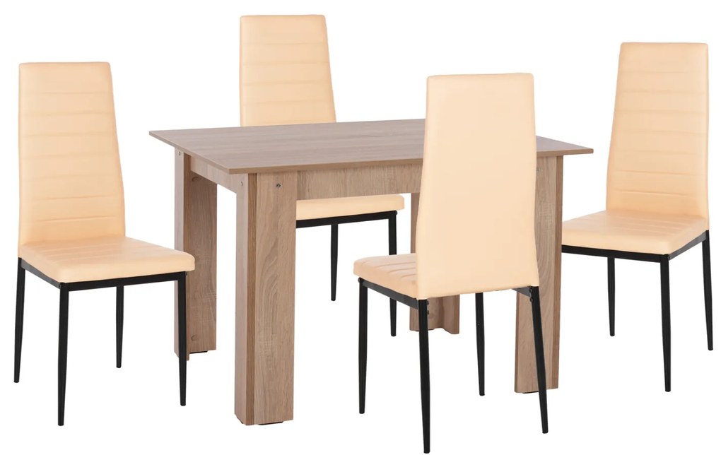 Intrahome ΣΕΤ ΤΡΑΠΕΖΑΡΙΑΣ 5ΤΜΧ ΤΡΑΠΕΖΙ 110x80εκ. &amp; 4 ΚΑΡΕΚΛΕΣ UPINGCASABLANCALTCASABLANCAION K/D ΜΟΚΑ ΑΝΟΙΧΤΟ ΚΡΕΜ intraho-0007674