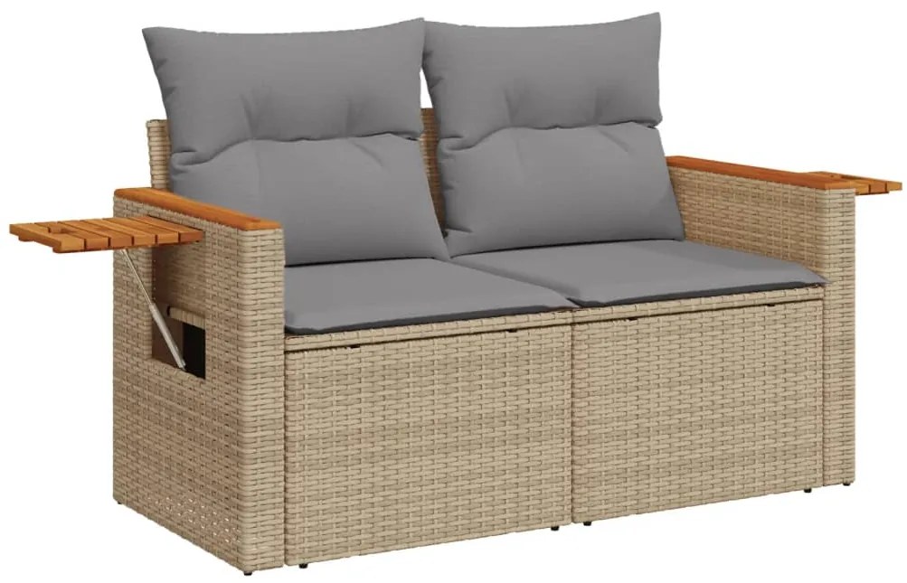 vidaXL Σαλόνι Κήπου Σετ 7 τεμ. Μπεζ Συνθετικό Ρατάν με Μαξιλάρια