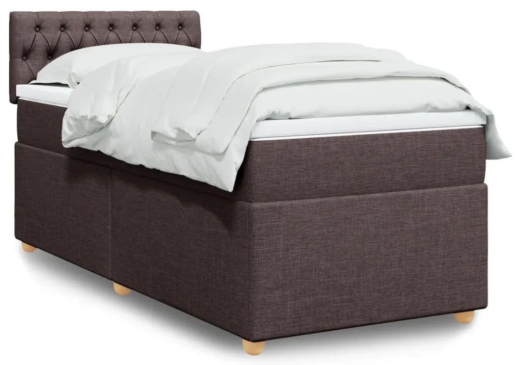 vidaXL Κρεβάτι Boxspring με Στρώμα Σκούρο Καφέ 80x200 εκ. Υφασμάτινο