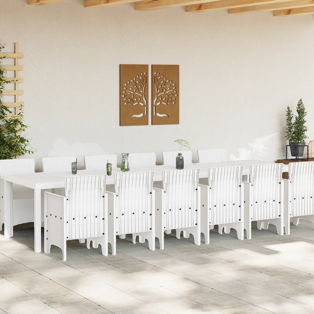 vidaXL Σετ Τραπεζαρίας Κήπου 13 pcs Λευκό Μεγάλο Πλαστικό