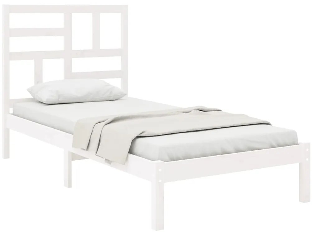 vidaXL Πλαίσιο Κρεβατιού Λευκό 75x190 εκ. Μασίφ Ξύλο Small Single