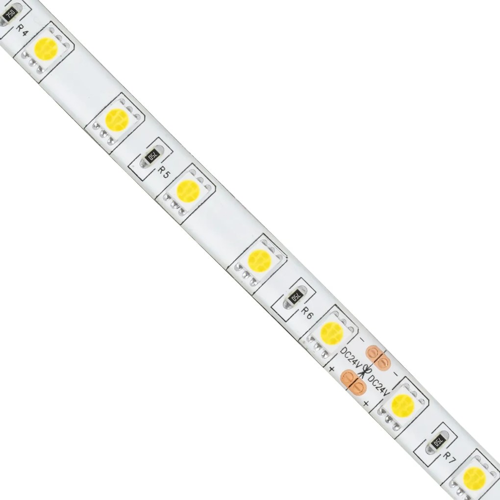 GloboStar® 70320 Ταινία LED SMD 5050 5m 14.4W/m 60LED/m 1584 lm/m 120° DC 24V Αδιάβροχη IP65 Ψυχρό Λευκό 6000K - 5 Χρόνια Εγγύηση