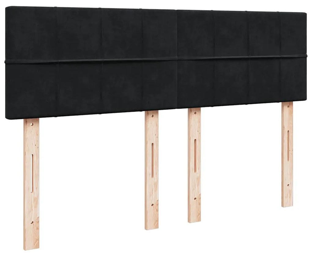 vidaXL Κρεβάτι Boxspring με Στρώμα Μαύρο 140x190 εκ. Βελούδινο