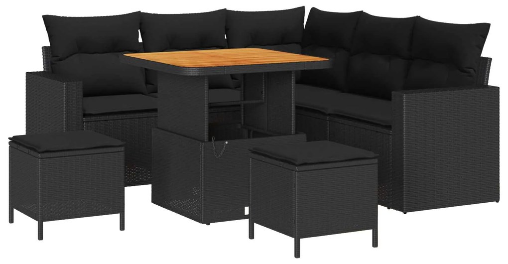 Σετ Καναπέ Κήπου 8 pcs Μαύρο συνθετικό ρατάν