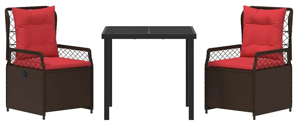 vidaXL Σέτ φαγητού για κήπο 3 pcs Καφέ συνθετικό ρατάν