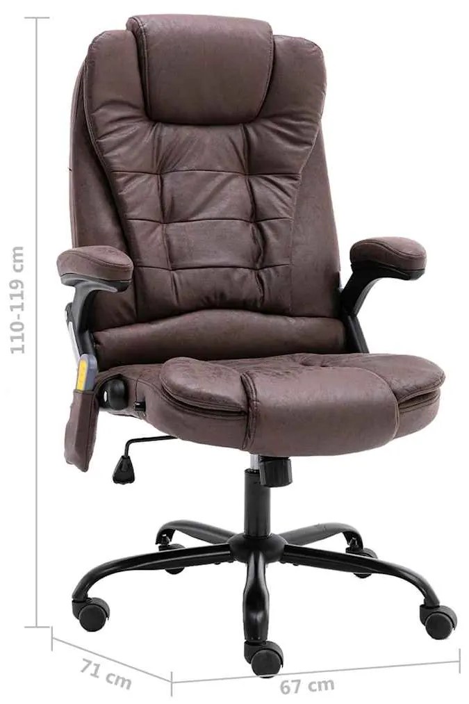vidaXL Καρέκλα γραφείου μασάζ Σκούρο καφέ δέρμα σουέτ