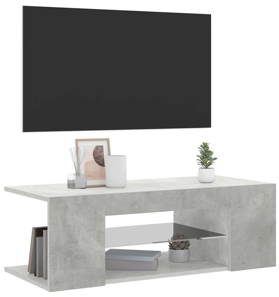 vidaXL Έπιπλο Τηλεόρασης με LED Γκρι Σκυροδέματος 90x39x30 εκ.