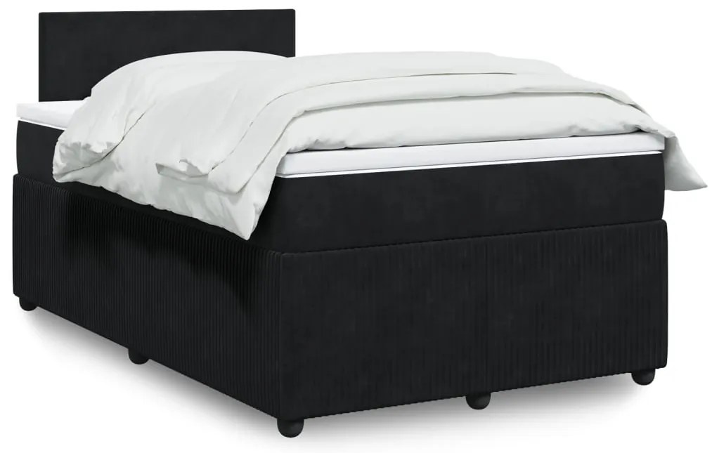 vidaXL Κρεβάτι Boxspring με Στρώμα Μαύρο 120 x 200 εκ. Βελούδινο