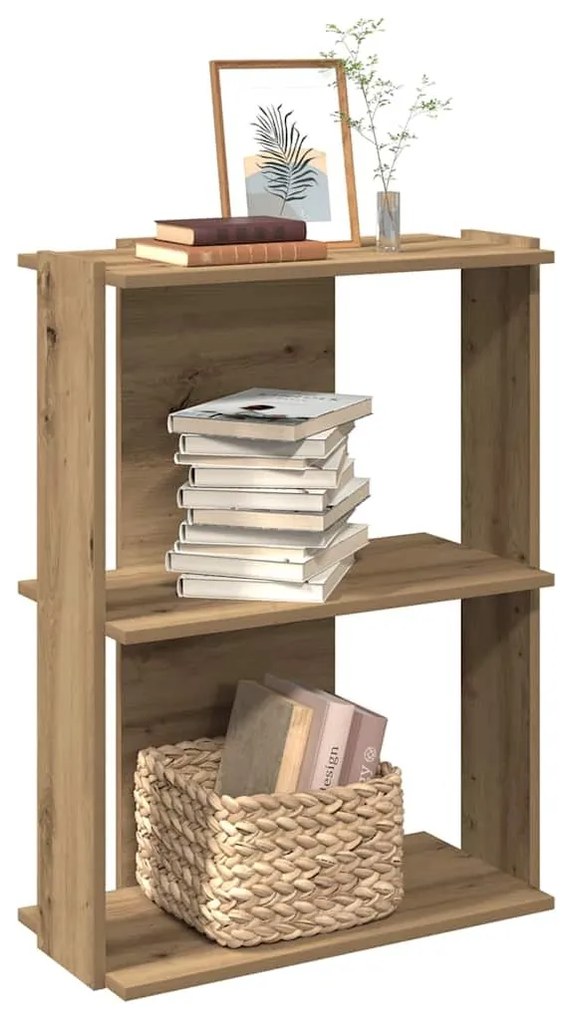 Βιβλιοθήκη 3 επιπέδων Δρυς τεχνίτης 60x30x80 cm - Καφέ