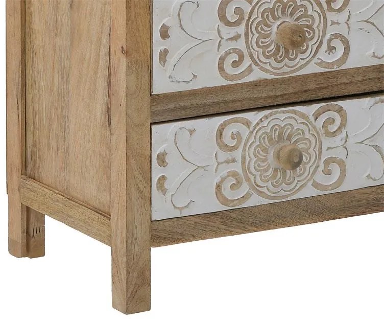 Συρταριέρα Inart 3-50-245-0017 ξύλο φυσικό-λευκό 72x35x76εκ 50x32x61 εκ.