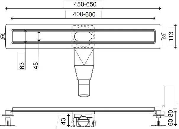 Κανάλι ντους Wirquin Flat Linear II-Gkri