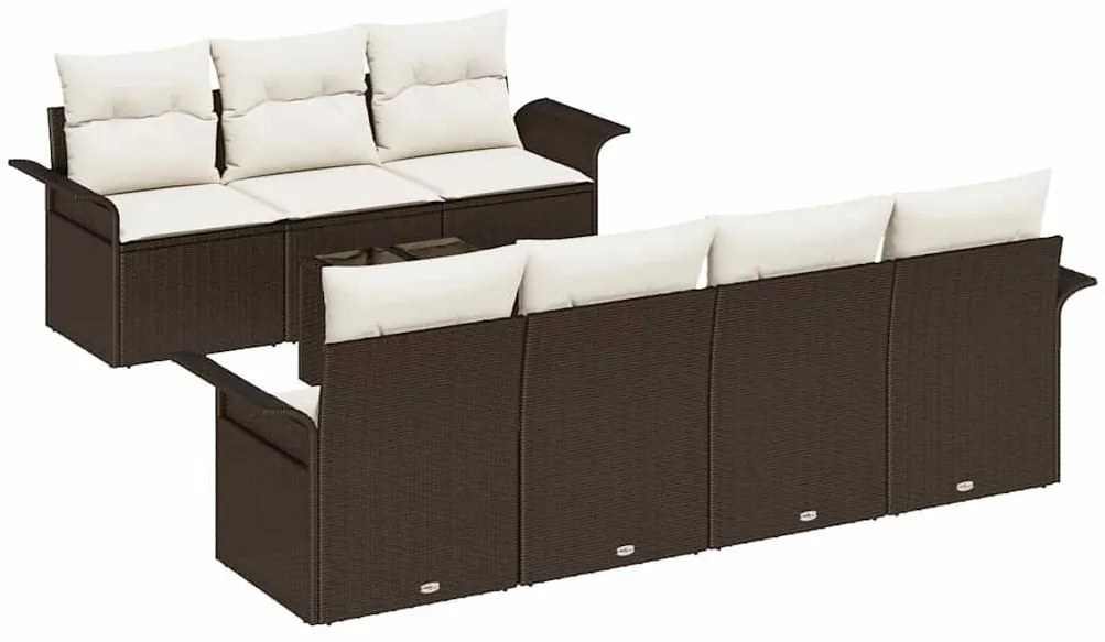 vidaXL Σετ Καναπέ Κήπου 8 pcs Καφέ Πολυ ράταν