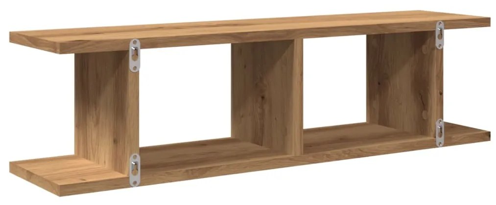 Ραφιέρες Τοίχου 2 τεμ. Αρτισιανή Δρυς 75x18x20εκ. Επεξεργ. Ξύλο - Καφέ