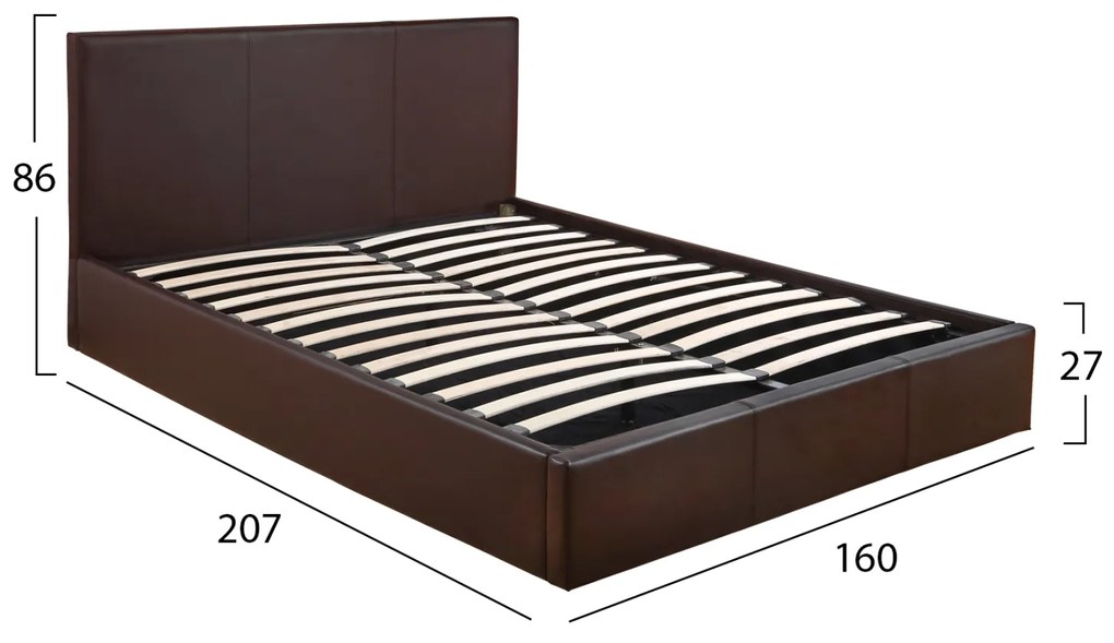 Κρεβάτι Bobbi PU Καφέ Με Αποθηκευτικό Χώρο 150x200 εκ.