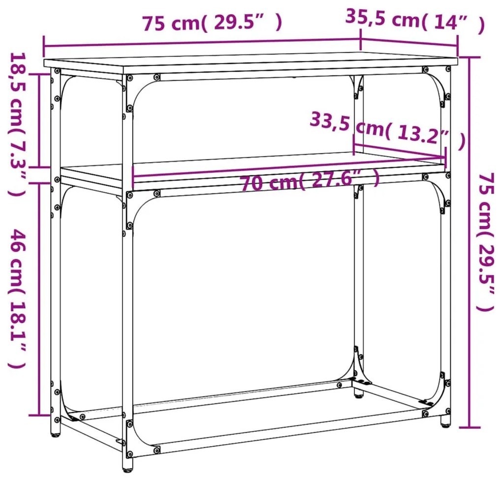 Τραπέζι Κονσόλα Μαύρο 75 x 35,5 x 75 εκ. από Επεξεργ. Ξύλο - Μαύρο