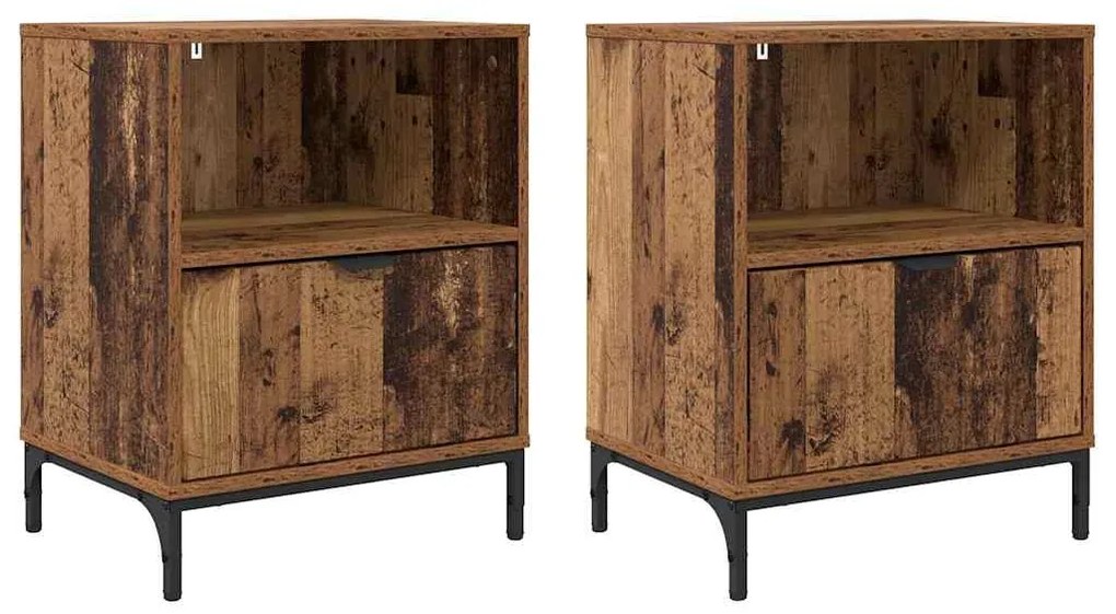 vidaXL Κομοδίνα 2 pcs Παλαιό ξύλο 49 x 36 x 61 εκ Επεξεργασμένο ξύλο