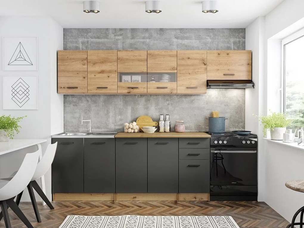 Σετ κουζίνας Houston 1182, 260x60cm, 141 kg, Πάγκος, Πλαστικοποιημένη μοριοσανίδα | Epipla1.gr