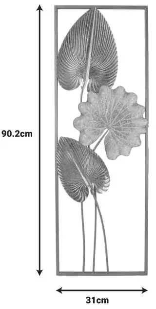 Διακοσμητικό τοίχου Tropana I Inart μέταλλο σε χρυσή και λευκή απόχρωση 31x2.5x90.2εκ