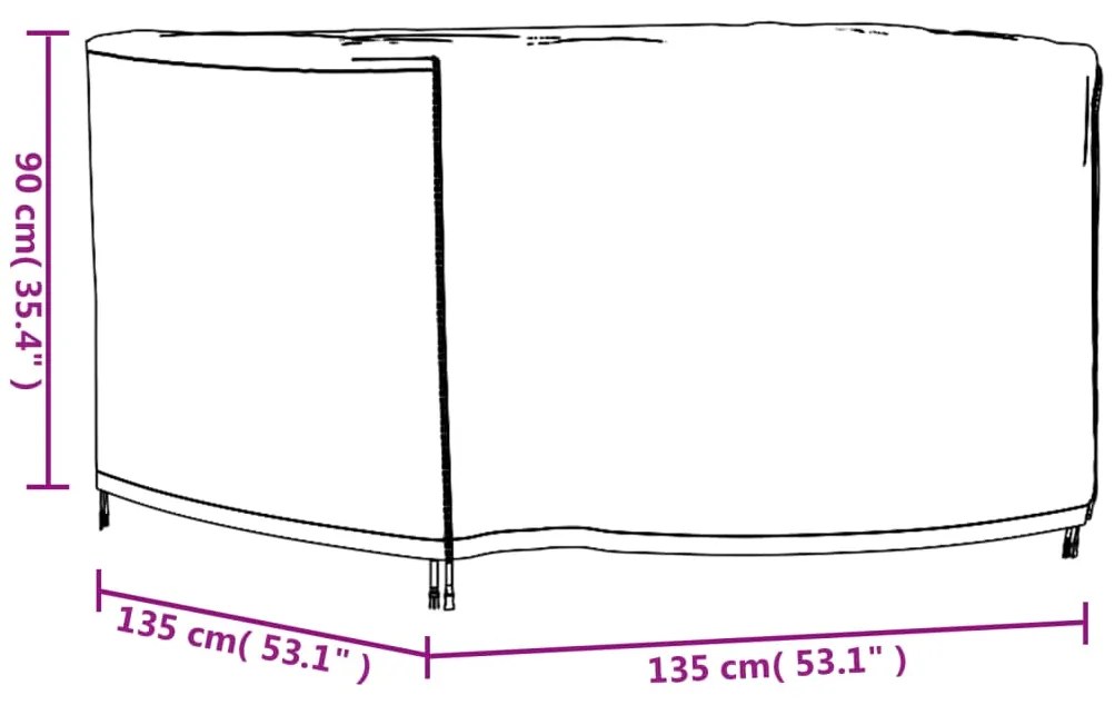 Κάλυμμα Επίπλων Κήπου Αδιάβροχο Μαύρο 135x135x90 εκ. 420D - Μαύρο