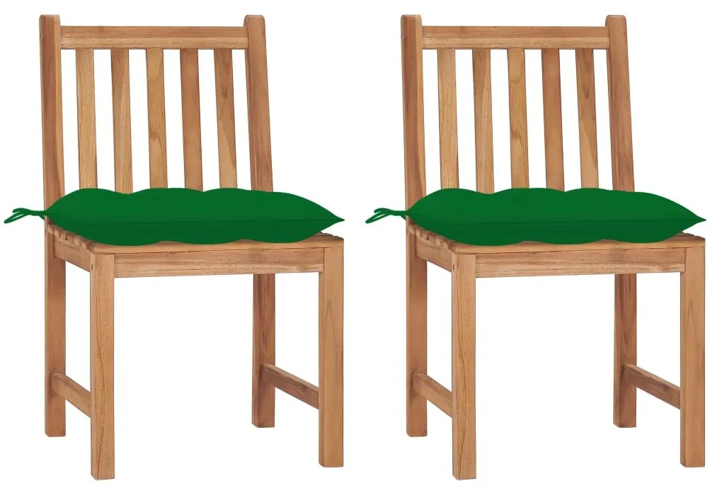 vidaXL Καρέκλες Κήπου 2 τεμ. από Μασίφ Ξύλο Teak με Μαξιλάρια
