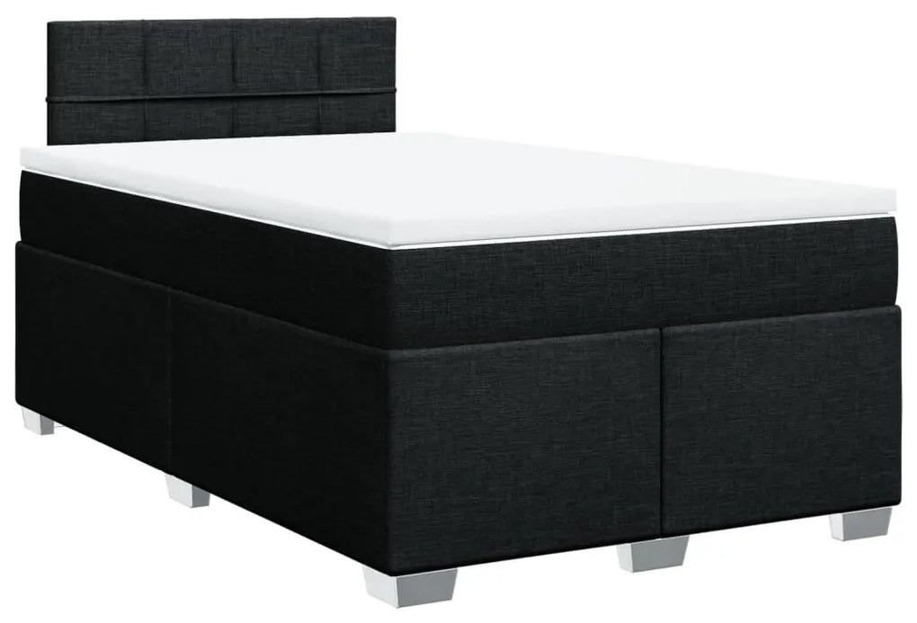 Κρεβάτι Boxspring με Στρώμα Μαύρο 120x200 εκ. Υφασμάτινο - Μαύρο