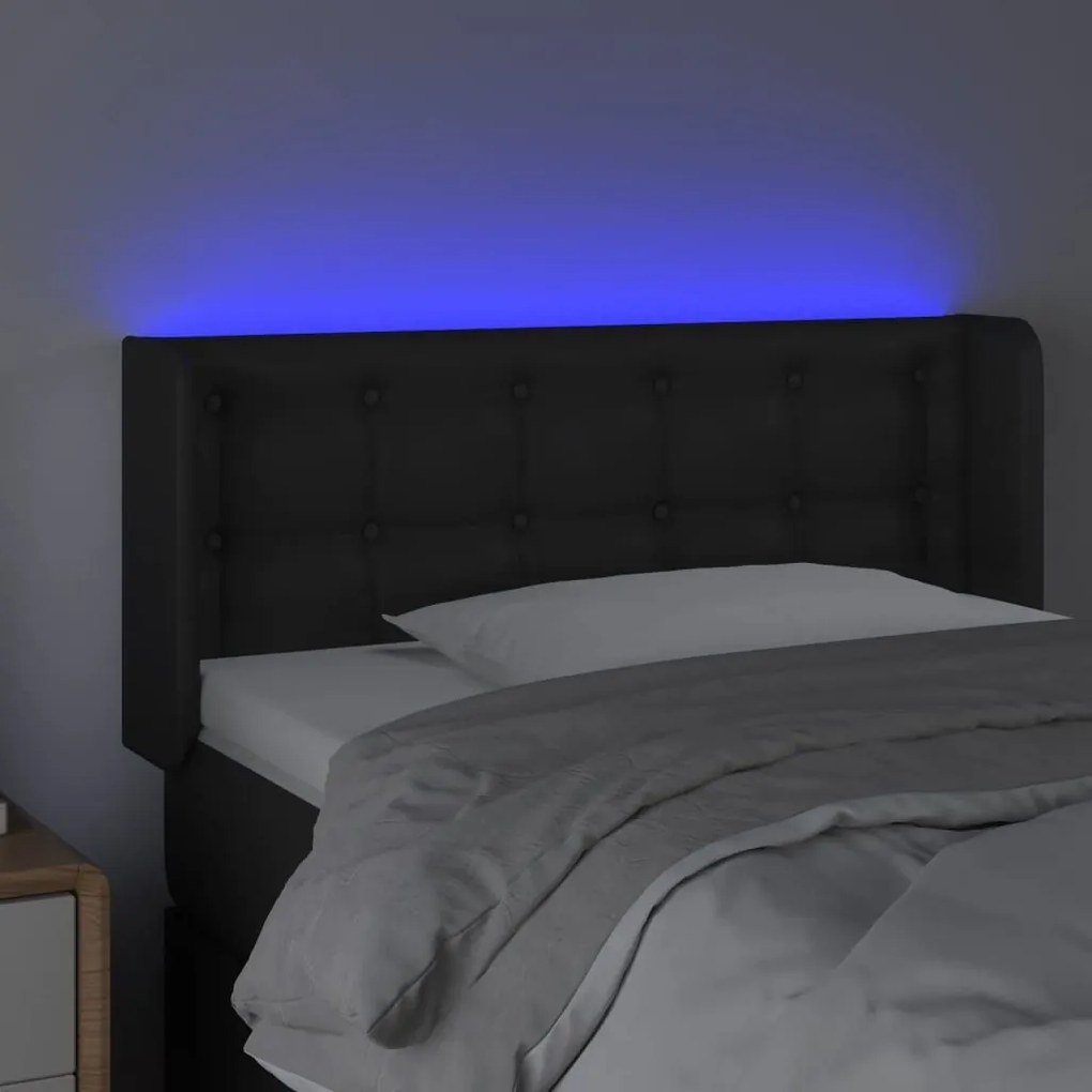 Κεφαλάρι Κρεβατιού LED Μαύρο 83x16x78/88 εκ. Συνθετ. Δέρμα - Μαύρο