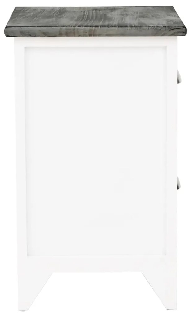 vidaXL Κομοδίνο Γκρι και Λευκό 38 x 28 x 45 εκ. από Ξύλο Παυλώνιας