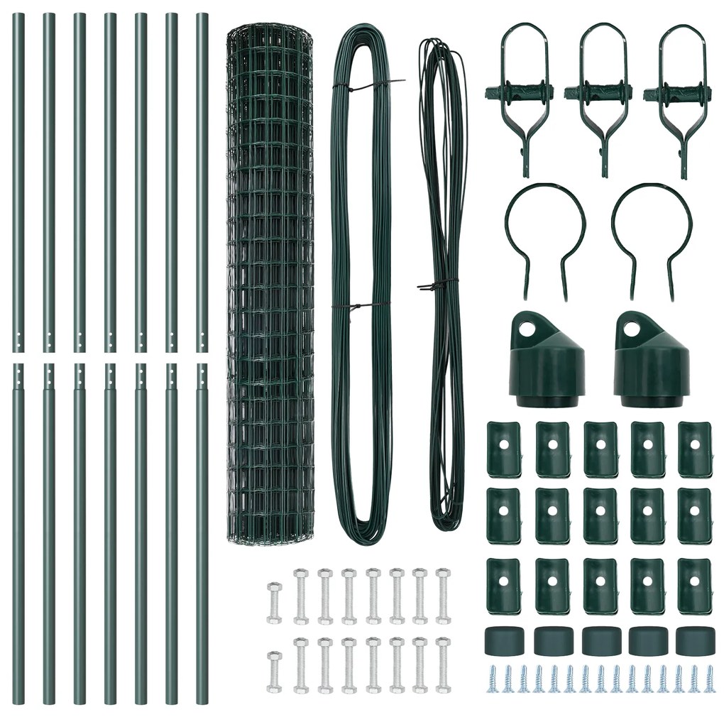 vidaXL Euro Fence με 7 Πόλους 1.5x10 μ Γαλβανισμένος Χάλυβας Πράσινος