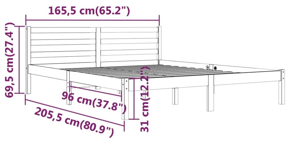 ΠΛΑΙΣΙΟ ΚΡΕΒΑΤΙΟΥ 160 X 200 ΕΚ. ΑΠΟ ΜΑΣΙΦ ΞΥΛΟ ΠΕΥΚΟΥ 810440